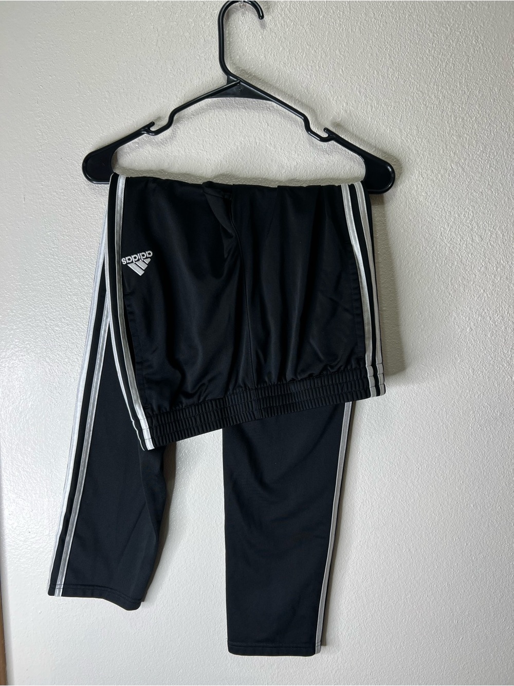Adidas Black Track Pants with White Stripes